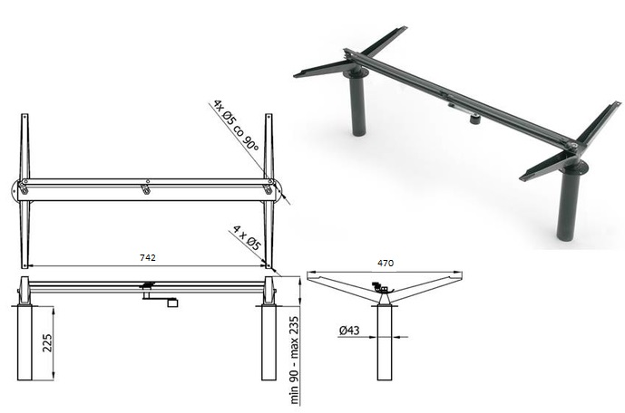Couchtisch-Lift-Mechanismus Schwarz